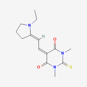 molecular formula C14H19N3O2S B12716368 5-((1-Ethylpyrrolidin-2-ylidene)ethylidene)dihydro-1,3-dimethyl-2-thioxo-1H,5H-pyrimidine-4,6-dione CAS No. 93838-94-9