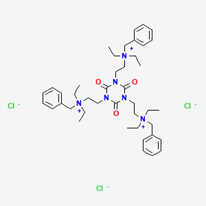 molecular formula C42H63Cl3N6O3 B12716378 1,3,5-Triazine-1,3,5(2H,4H,6H)-triethanaminium, N,N,N',N',N'',N''-hexaethyl-2,4,6-trioxo-N,N',N''-tris(phenylmethyl)-, trichloride CAS No. 132684-39-0