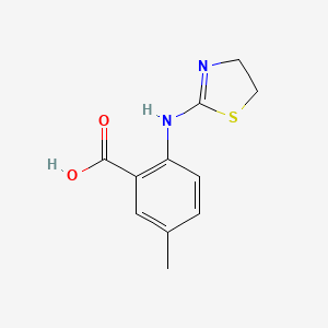 molecular formula C11H12N2O2S B12716419 Benzoic acid, 2-((4,5-dihydro-2-thiazolyl)amino)-5-methyl- CAS No. 127627-70-7