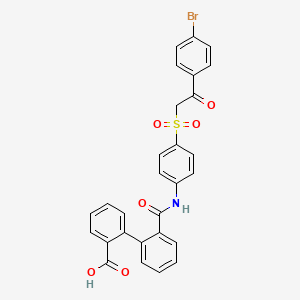 molecular formula C28H20BrNO6S B12716422 2'-(((4-((2-(4-Bromophenyl)-2-oxoethyl)sulfonyl)phenyl)amino)carbonyl)-(1,1'-biphenyl)-2-carboxylic acid CAS No. 160986-39-0