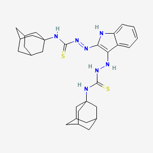 molecular formula C30H39N7S2 B12716494 N-(1-Adamantyl)-2-(3-(((1-adamantylamino)carbothioyl)hydrazono)-3H-indol-2-yl)hydrazinecarbothioamide CAS No. 32406-64-7