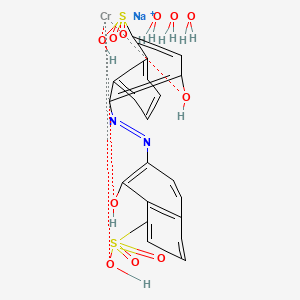 molecular formula C20H20CrN2NaO11S2+ B12716617 Sodium triaqua(3-hydroxy-4-((1-hydroxy-8-sulpho-2-naphthyl)azo)naphthalene-1-sulphonato(4-))chromate(1-) CAS No. 83863-36-9