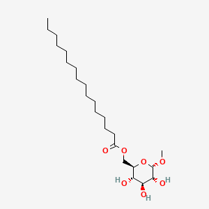 molecular formula C23H44O7 B12716648 alpha-D-Glucopyranoside, methyl, 6-hexadecanoate CAS No. 24583-16-2