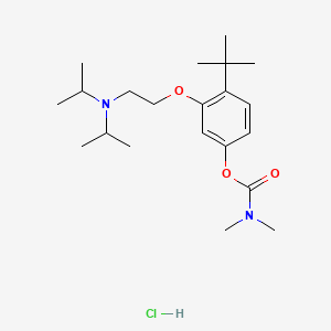 molecular formula C21H37ClN2O3 B12716766 Carbamic acid, dimethyl-, 3-(2-(bis(1-methylethyl)amino)ethoxy)-4-(1,1-dimethylethyl)phenyl ester, monohydrochloride CAS No. 118116-07-7