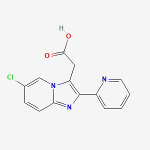 molecular formula C14H10ClN3O2 B12716820 Imidazo(1,2-a)pyridine-3-acetic acid, 6-chloro-2-(2-pyridinyl)- CAS No. 88571-03-3