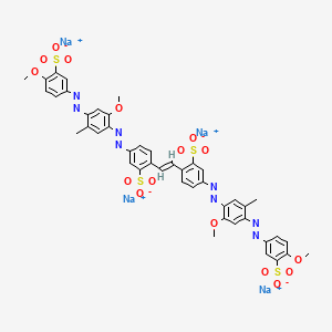 Tetrasodium 4,4'-bis((2-methoxy-4-((4-methoxy-3-sulphonatophenyl)azo)-5-methylphenyl)azo)stilbene-2,2'-disulphonate