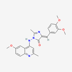 molecular formula C24H24N4O4 B12717040 4H-Imidazol-4-one, 3,5-dihydro-5-((3,4-dimethoxyphenyl)methylene)-3-((6-methoxy-2-methyl-4-quinolinyl)amino)-2-methyl- CAS No. 85986-83-0