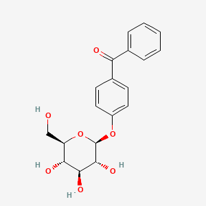 molecular formula C19H20O7 B12717089 Methanone, (4-(beta-D-glucopyranosyloxy)phenyl)phenyl-, hemihydrate CAS No. 83355-65-1