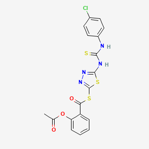 Benzenecarbothioic acid, 2-(acetyloxy)-, S-(5-((((4-chlorophenyl)amino)thioxomethyl)amino)-1,3,4-thiadiazol-2-yl) ester