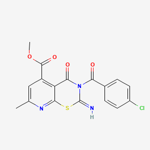 2H-Pyrido(3,2-e)-1,3-thiazine-5-carboxylic acid, 3,4-dihydro-3-(4-chlorobenzoyl)-2-imino-7-methyl-4-oxo-, methyl ester