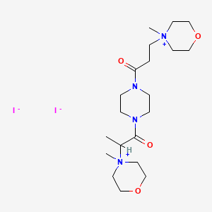 Morpholinium, 4-methyl-4-(1-methyl-2-(4-(3-(4-methylmorpholinium-4-yl)-1-oxopropyl)-1-piperazinyl)-2-oxoethyl)-, diiodide