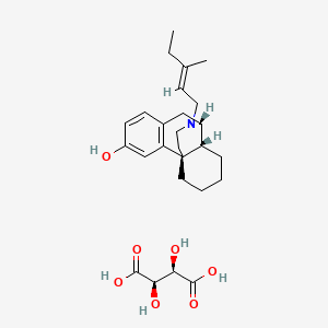 molecular formula C26H37NO7 B12717200 (-)-17-(3-Methyl-2-pentenyl)morphinan-3-ol tartrate CAS No. 63867-96-9