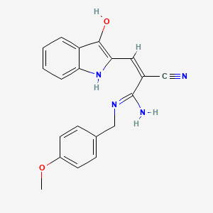 2-Propenenitrile, 3-amino-2-((1,3-dihydro-3-oxo-2H-indol-2-ylidene)methyl)-3-(((4-methoxyphenyl)methyl)amino)-