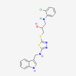 molecular formula C20H20ClN5OS2 B12717353 2-Propanol, 1-((2-chlorophenyl)amino)-3-((5-((1H-indol-3-ylmethyl)amino)-1,3,4-thiadiazol-2-yl)thio)- CAS No. 86717-05-7