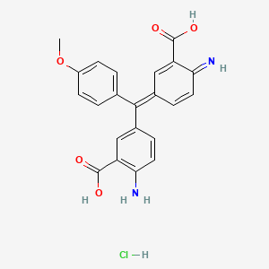 molecular formula C22H19ClN2O5 B12717454 2-Amino-5-((3-carboxy-4-imino-2,5-cyclohexadien-1-ylidene)(4-methoxyphenyl)methyl)benzoic acid monohydrochloride CAS No. 94158-16-4