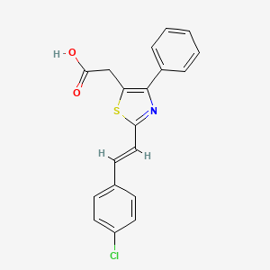 molecular formula C19H14ClNO2S B12717504 2-(2-(4-Chlorophenyl)ethenyl)-4-phenyl-5-thiazoleacetic acid CAS No. 116758-90-8