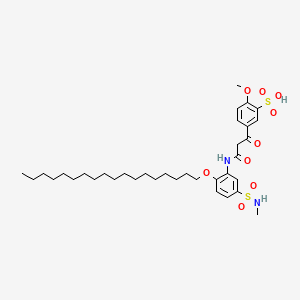 molecular formula C35H54N2O9S2 B12717516 2-Methoxy-5-(3-((5-((methylamino)sulphonyl)-2-(octadecyloxy)phenyl)amino)-1,3-dioxopropyl)benzenesulphonic acid CAS No. 97552-65-3