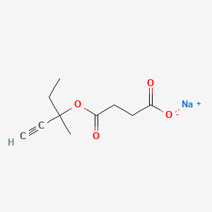 molecular formula C10H13NaO4 B12717567 Succinic acid, 1-ethyl-1-methyl-2-propynyl ester, sodium salt CAS No. 102367-21-5