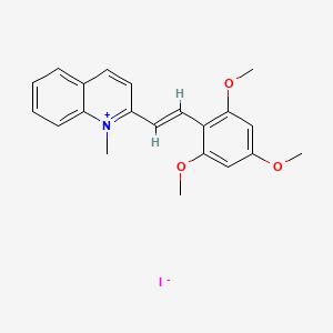 molecular formula C21H22INO3 B12717595 Quinolinium, 1-methyl-2-(2-(2,4,6-trimethoxyphenyl)ethenyl)-, iodide CAS No. 110816-65-4