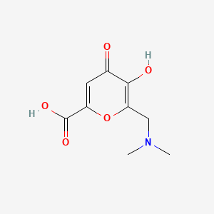 molecular formula C9H11NO5 B12717608 4H-Pyran-2-carboxylic acid, 6-(dimethylaminomethyl)-5-hydroxy-4-oxo-, hydrate CAS No. 1746-65-2