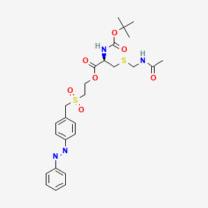 molecular formula C26H34N4O7S2 B12717651 2-((4-(Phenylazo)benzyl)sulphonyl)ethyl S-(acetamidomethyl)-N-(tert-butoxycarbonyl)-L-cysteinate CAS No. 76408-54-3