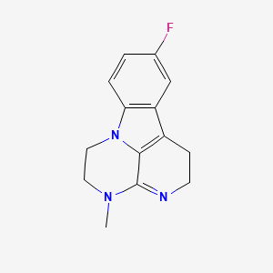 molecular formula C14H14FN3 B12717686 1H-3,4,6a-Triazafluoranthene, 2,4,5,6-tetrahydro-9-fluoro-4-methyl- CAS No. 84298-34-0