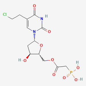 molecular formula C13H18ClN2O9P B12717690 ((((1-(5-(2-Chloroethyl)-2,4-tetrahydropyrimidin-1-yl)-2-deoxy-beta-D-erythro-pentofuranos-5-yl)-oxy)-cabonyl)methyl)phosphonic acid CAS No. 115365-24-7