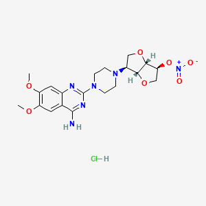 molecular formula C20H27ClN6O7 B12717713 [(3S,3aR,6S,6aS)-3-[4-(4-amino-6,7-dimethoxyquinazolin-2-yl)piperazin-1-yl]-2,3,3a,5,6,6a-hexahydrofuro[3,2-b]furan-6-yl] nitrate;hydrochloride CAS No. 134186-02-0