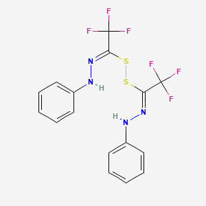 molecular formula C16H12F6N4S2 B12717715 1-Phenyl-2-(2,2,2-trifluoro-1-((2,2,2-trifluoro-N-phenylethanehydrazonoyl)dithio)ethylidene)hydrazine CAS No. 4454-60-8