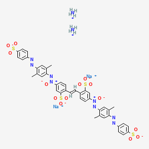 molecular formula C42H40N10Na2O14S4 B12717756 4,4'-Bis((2,5-dimethyl-4-((4-sulphophenyl)azo)phenyl)-N,N,O-azoxy)stilbene-2,2'-disulphonic acid, ammonium sodium salt CAS No. 93904-54-2