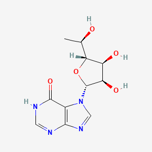 molecular formula C11H14N4O5 B12717778 7-(6-Deoxy-beta-D-allofuranosyl)hypoxanthine CAS No. 85421-85-8