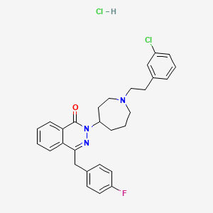 molecular formula C29H30Cl2FN3O B12717817 1(2H)-Phthalazinone, 2-(1-(2-(3-chlorophenyl)ethyl)hexahydro-1H-azepin-4-yl)-4-((4-fluorophenyl)methyl)-, monohydrochloride CAS No. 110406-52-5