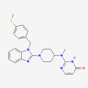 molecular formula C25H28N6OS B12717939 4(1H)-Pyrimidinone, 2-(methyl(1-(1-((4-(methylthio)phenyl)methyl)-1H-benzimidazol-2-yl)-4-piperidinyl)amino)- CAS No. 108612-68-6