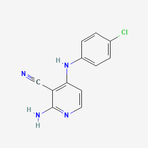 molecular formula C12H9ClN4 B12717946 3-Pyridinecarbonitrile, 2-amino-4-((4-chlorophenyl)amino)- CAS No. 130707-32-3