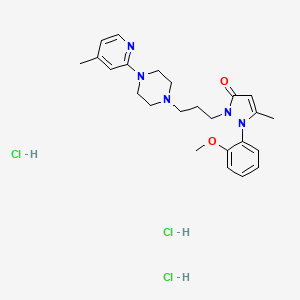 molecular formula C24H34Cl3N5O2 B12718012 3H-Pyrazol-3-one, 1,2-dihydro-1-(2-methoxyphenyl)-5-methyl-2-(3-(4-(4-methyl-2-pyridinyl)-1-piperazinyl)propyl)-, trihydrochloride CAS No. 104416-96-8