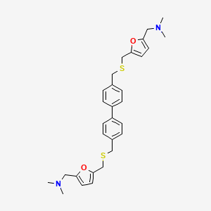 molecular formula C30H36N2O2S2 B12718116 2-Furanmethanamine, 5,5'-((1,1'-biphenyl)-4,4'-diylbis(methylenethiomethylene))bis(N,N-dimethyl- CAS No. 138878-54-3