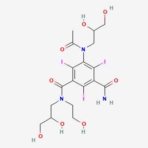 molecular formula C18H24I3N3O8 B12718150 1,3-Benzenedicarboxamide, 5-(acetyl(2,3-dihydroxypropyl)amino)-N-(2,3-dihydroxypropyl)-N-(2-hydroxyethyl)-2,4,6-triiodo- CAS No. 159126-33-7