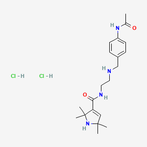 molecular formula C20H32Cl2N4O2 B12718161 1H-Pyrrole-3-carboxamide, 2,5-dihydro-N-(2-(((4-(acetylamino)phenyl)methyl)amino)ethyl)-2,2,5,5-tetramethyl-, dihydrochloride CAS No. 93823-91-7