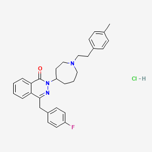 molecular formula C30H33ClFN3O B12718220 1(2H)-Phthalazinone, 4-((4-fluorophenyl)methyl)-2-(hexahydro-1-(2-(4-methylphenyl)ethyl)-1H-azepin-4-yl)-, monohydrochloride CAS No. 110406-53-6