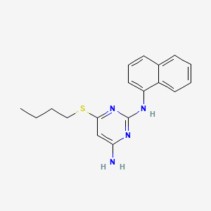 molecular formula C18H20N4S B12718301 2,4-Pyrimidinediamine, 6-(butylthio)-N2-1-naphthalenyl- CAS No. 284682-00-4