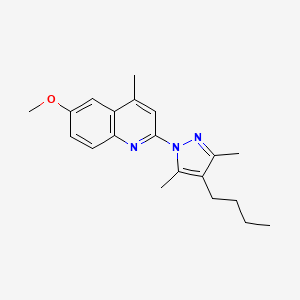 molecular formula C20H25N3O B12719480 Quinoline, 2-(4-butyl-3,5-dimethyl-1H-pyrazol-1-yl)-6-methoxy-4-methyl- CAS No. 108936-75-0