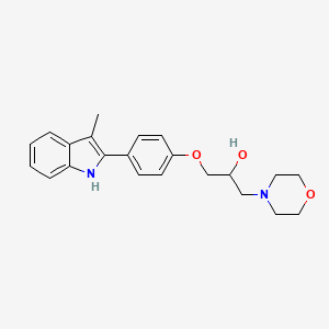 molecular formula C22H26N2O3 B12719579 alpha-((4-(3-Methyl-1H-indol-2-yl)phenoxy)methyl)-4-morpholineethanol CAS No. 88737-49-9