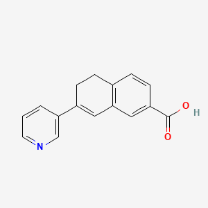 molecular formula C16H13NO2 B12719615 2-Naphthalenecarboxylic acid, 5,6-dihydro-7-(3-pyridinyl)- CAS No. 135922-34-8