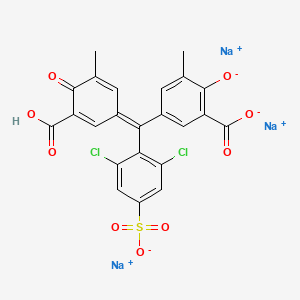 5-((3-Carboxy-5-methyl-4-oxo-2,5-cyclohexadien-1-ylidene)(2,6-dichloro-4-sulphophenyl)methyl)-3-methylsalicylic acid, sodium salt