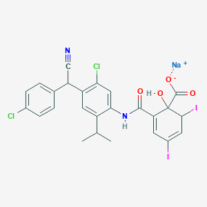 Sodium N-(5-chloro-4-((4-chlorophenyl)cyanomethyl)-2-isopropylphenyl)-2-hydroxy-3,5-diiodobenzamidate