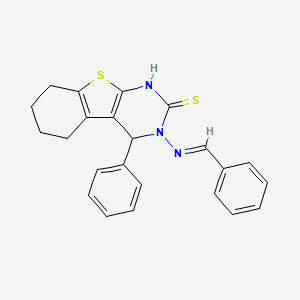 (1)Benzothieno(2,3-d)pyrimidine-2(1H)-thione, 3,4,5,6,7,8-hexahydro-4-phenyl-3-((phenylmethylene)amino)-