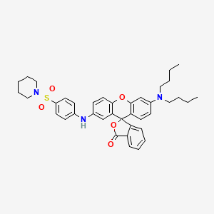 molecular formula C39H43N3O5S B12719721 1-((4-((6'-(Dibutylamino)-3-oxospiro(isobenzofuran-1(3H),9'-(9H)xanthen)-2'-yl)amino)phenyl)sulphonyl)piperidine CAS No. 85223-13-8