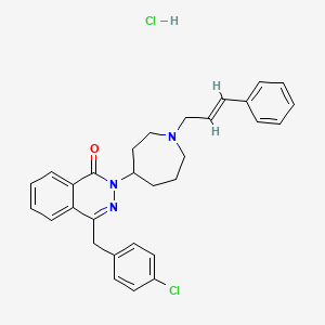 molecular formula C30H31Cl2N3O B12719824 1(2H)-Phthalazinone, 4-((4-chlorophenyl)methyl)-2-(hexahydro-1-(3-phenyl-2-propenyl)-1H-azepin-4-yl)-, monohydrochloride CAS No. 110406-36-5