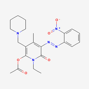 1-Ethyl-6-hydroxy-4-methyl-3-((o-nitrophenyl)azo)-5-(piperidinomethyl)pyridin-2(1H)-one monoacetate