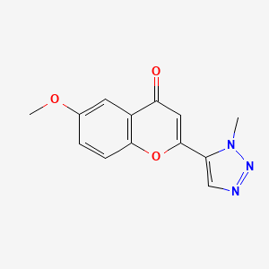 molecular formula C13H11N3O3 B12719860 4H-1-Benzopyran-4-one, 6-methoxy-2-(1-methyl-1H-1,2,3-triazol-5-yl)- CAS No. 131924-49-7